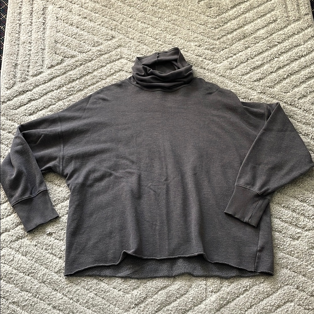 Aerie Gray Turtleneck Slouchy Sweater
